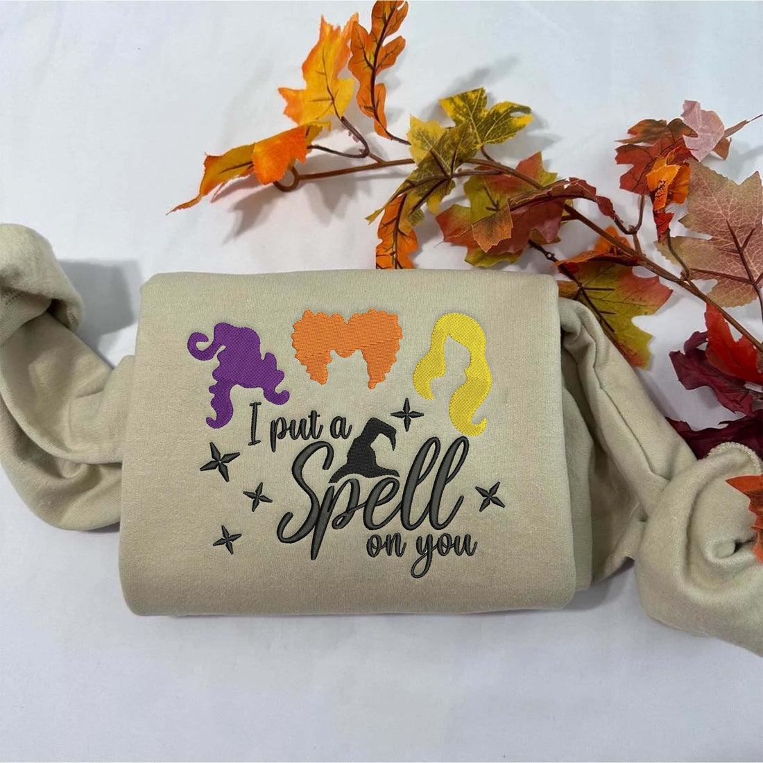 I Put A Spell On You Embroidery Sweatshirt, Halloween Embroidery Sweatshirt HLW_M40