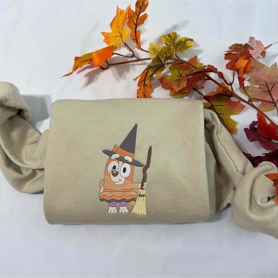 Cute Blue Dog Embroidery Sweatshirt, Halloween Embroidery Sweatshirt HLW_M267