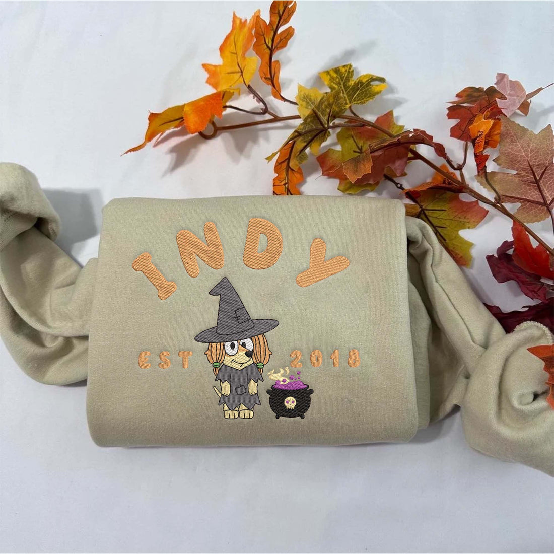 Blue Dog Est 2018 Cooking Halloween Embroidery Sweatshirt, Halloween Embroidery Sweatshirt HLW_M924