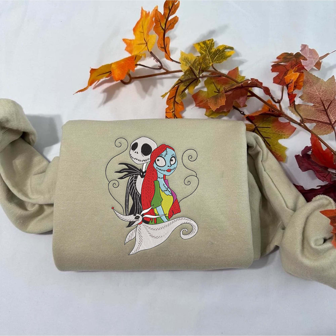 Bad Dream Christmas Couple Embroidery Sweatshirt, Halloween Embroidery Sweatshirt HLW_M61