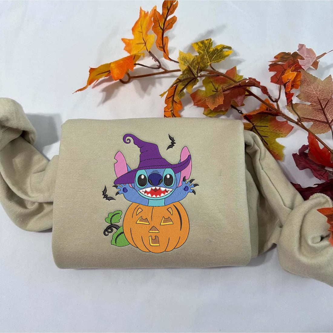 Halloween Cute Character Pumpkin Embroidery Sweatshirt, Halloween Embroidery Sweatshirt HLW_M92