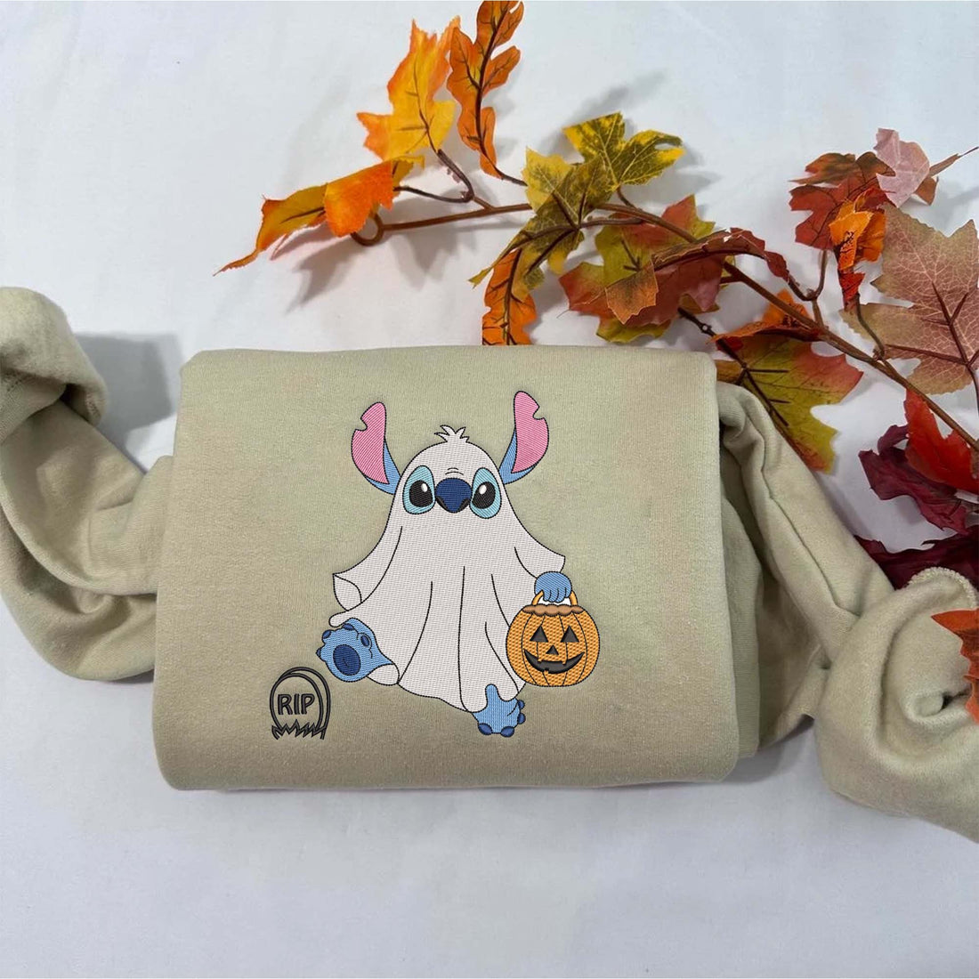 Cartoon Character Skeleton Halloween Sweatshirt, Halloween Embroidery Sweatshirt HLW_M146