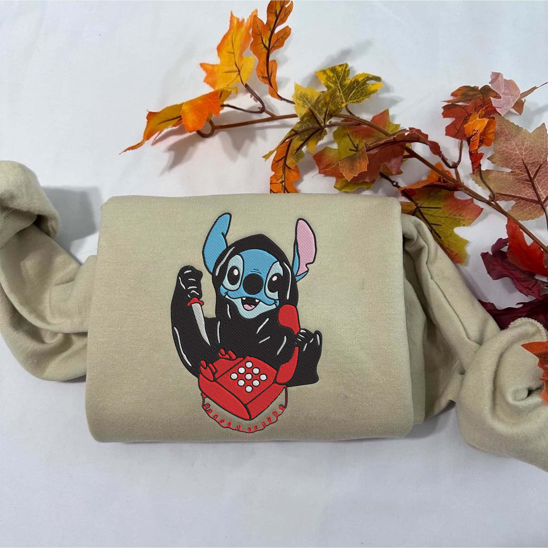 Cartoon Character Call Me Now Sweatshirt, Halloween Embroidery Sweatshirt HLW_M564