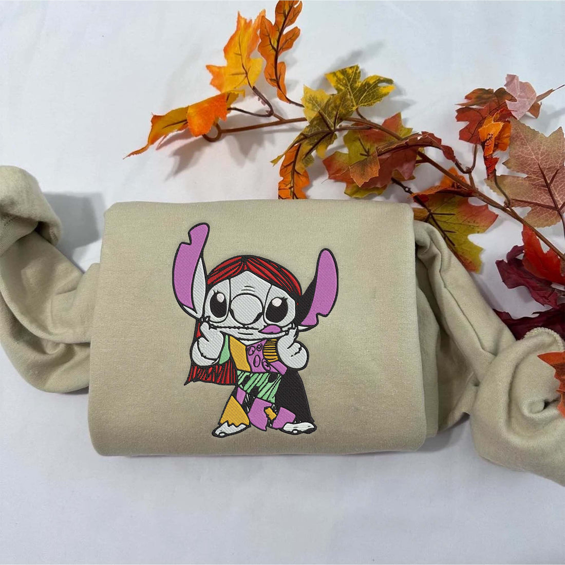Cartoon Character Girl in Bad Dream Embroidery Sweatshirt, Halloween Embroidery Sweatshirt HLW_M573