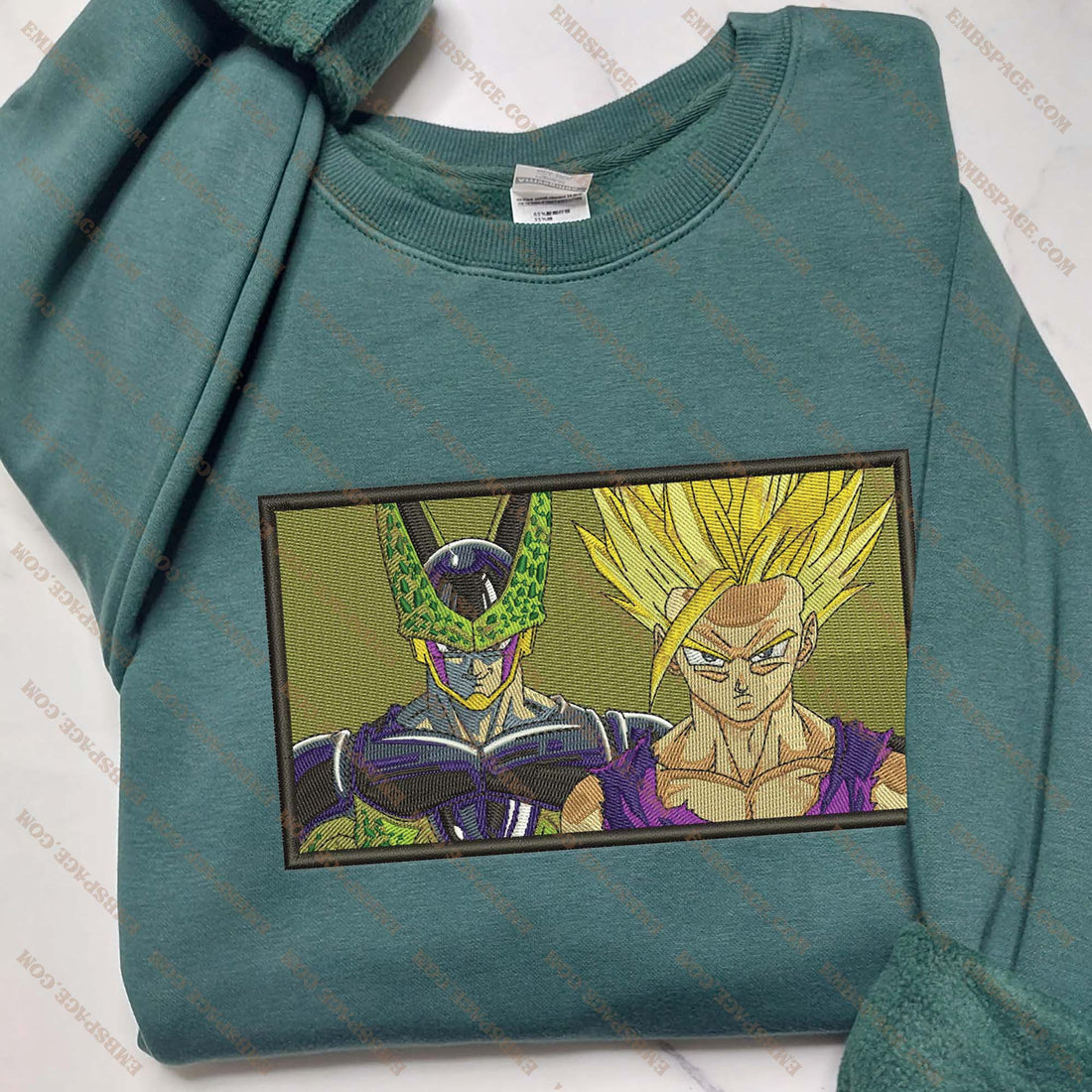 Anime Synthetic Villain and Saiyan Fighter Characters Sweatshirt, Manga Box Embroidery Sweatshirt A_DB42