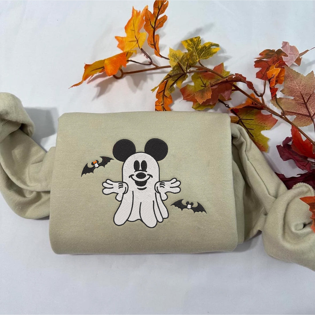 Bat Mouse Ghost Halloween Embroidery Sweatshirt, Halloween Embroidery Sweatshirt HLW_M1259