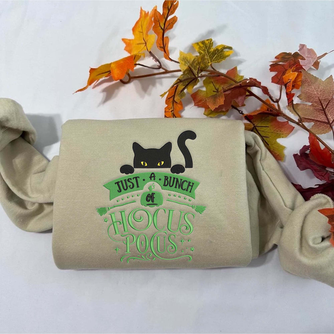 Cat Just A Bunch Halloween Embroidery Sweatshirt, Halloween Embroidery Sweatshirt HLW_M792