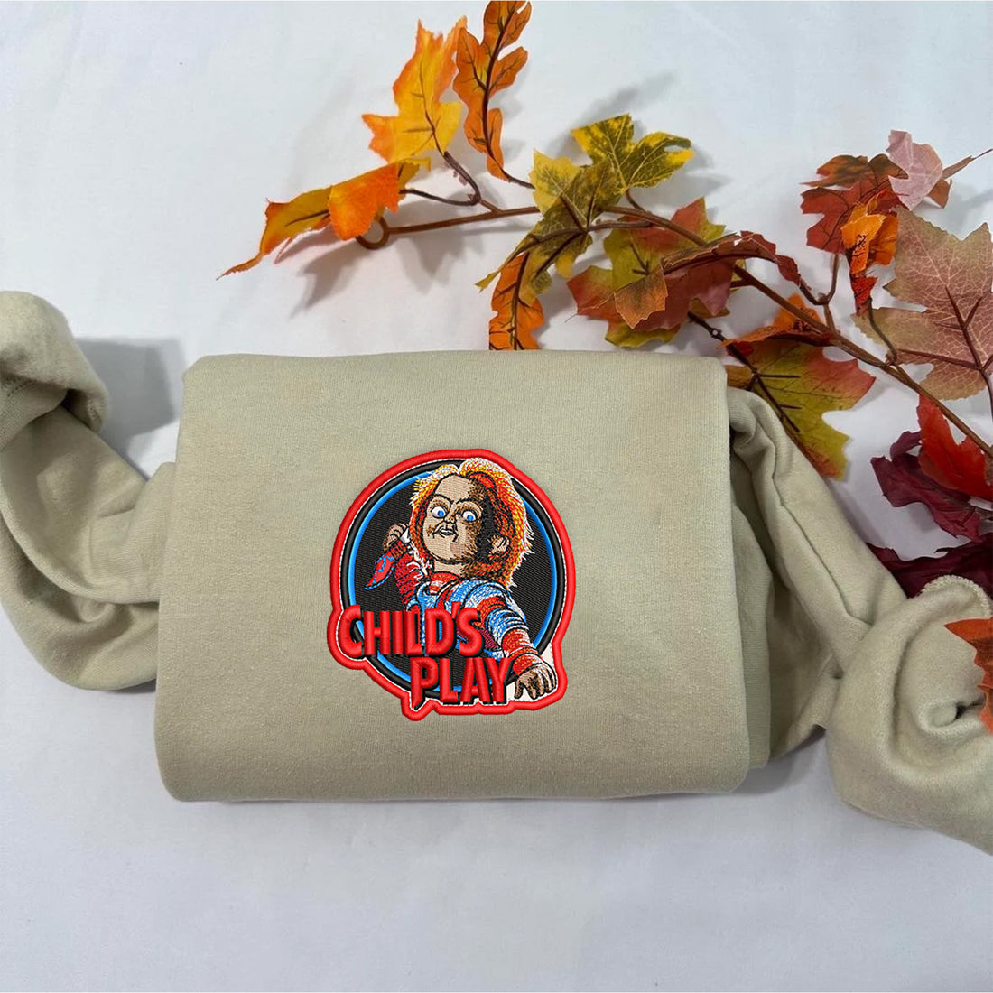 Doll Killer Character Halloween Embroidery Sweatshirt, Halloween Embroidery Sweatshirt HLW_M1473