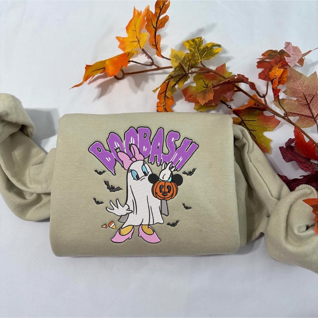 Boobash Duck Ghost Embroidery Sweatshirt, Halloween Embroidery Sweatshirt HLW_M742