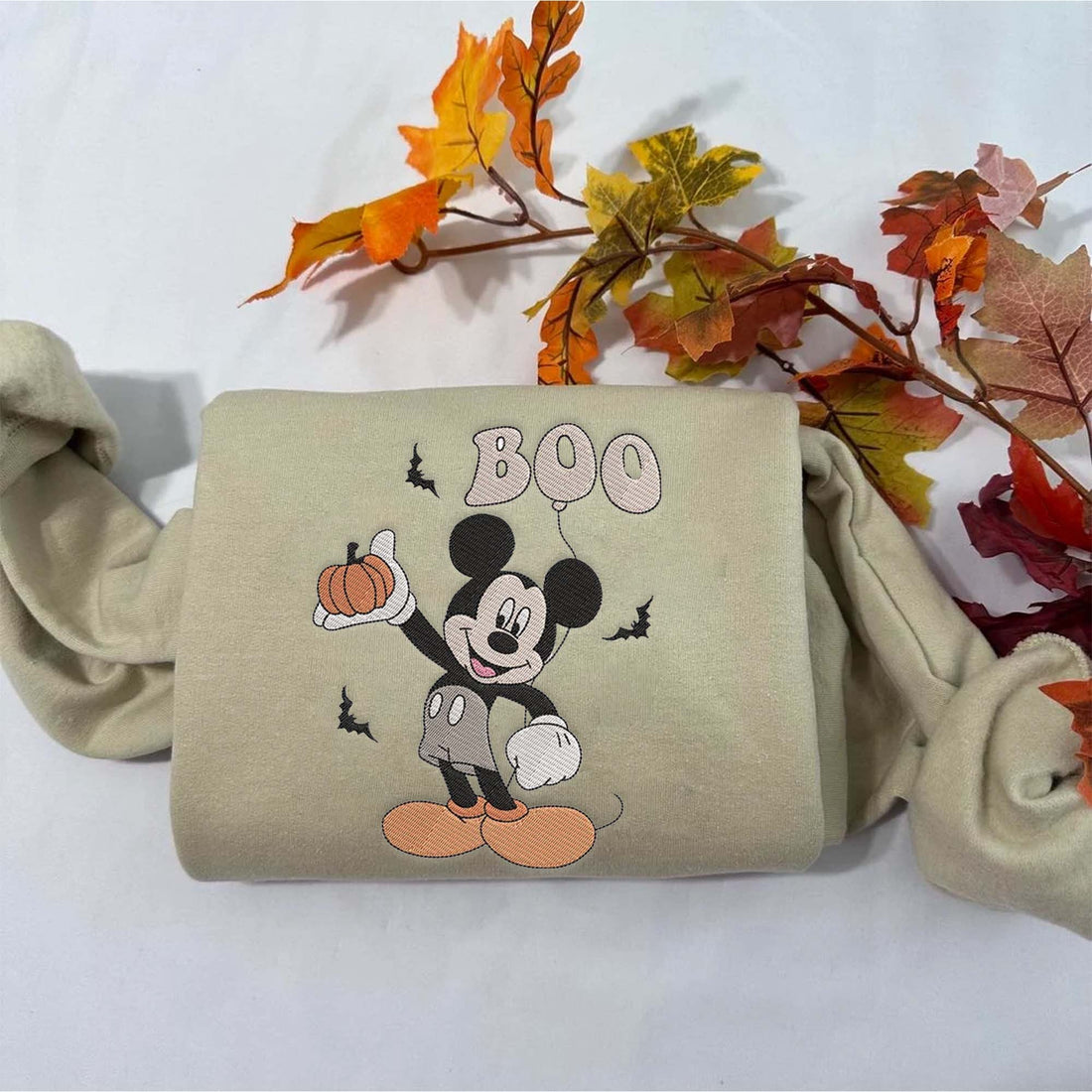 Boo Mouse Carry Pumpkin Halloween Sweatshirt, Halloween Embroidery Sweatshirt HLW_M1056