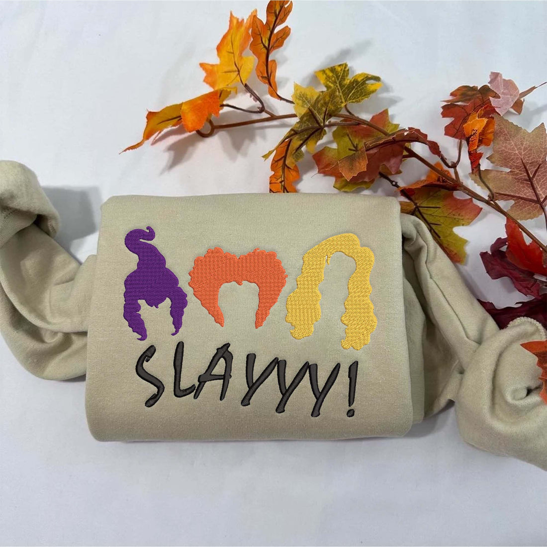 Slay Sanderson Sisters Embroidery Sweatshirt, Halloween Embroidery Sweatshirt HLW_M635