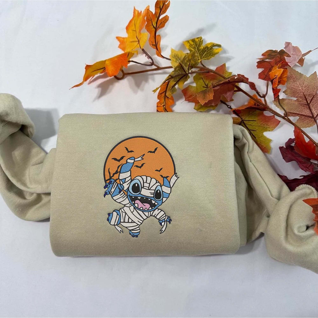 Cartoon Character Bandage with Moon Halloween Embroidery Sweatshirt, Halloween Embroidery Sweatshirt HLW_M1360