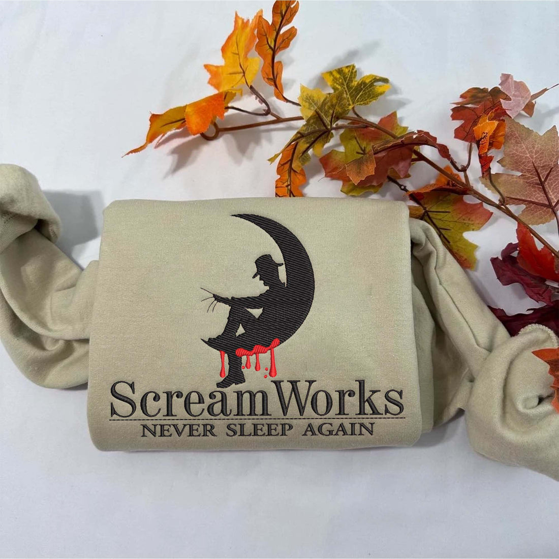Killer Never Sleep Again Embroidery Sweatshirt, Halloween Embroidery Sweatshirt HLW_M1125