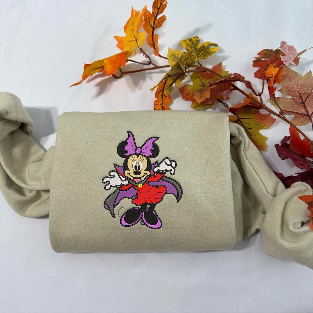 Cartoon Girl Mouse Bat Character Halloween Embroidery Sweatshirt, Halloween Embroidery Sweatshirt HLW_M1482
