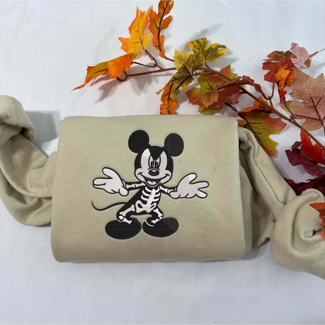 Mouse Skeleton Embroidery Sweatshirt, Halloween Embroidery Sweatshirt HLW_M399