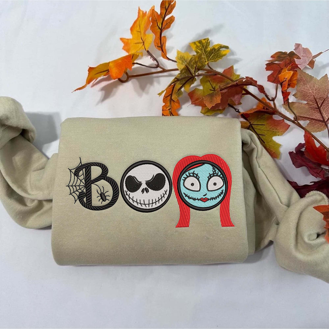 Boo Horror Couple Embroidery Sweatshirt, Halloween Embroidery Sweatshirt HLW_M294
