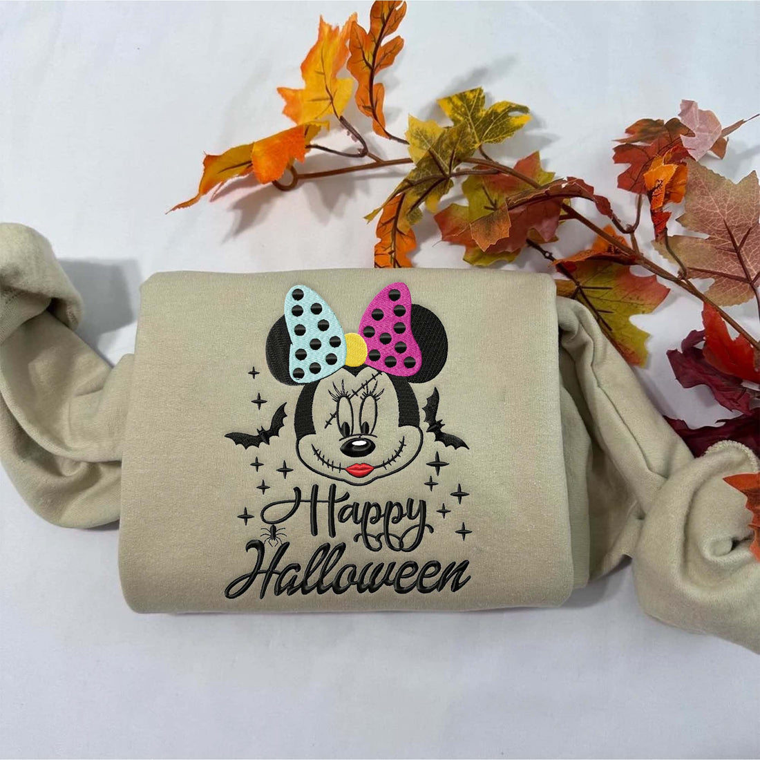 Happy Mouse Halloween Embroidery Sweatshirt, Halloween Embroidery Sweatshirt HLW_M407