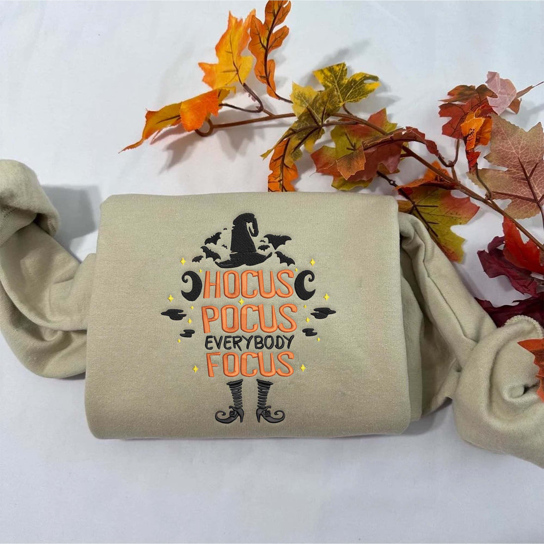 Everybody Focus Hat Shoes Halloween Sweatshirt, Halloween Embroidery Sweatshirt HLW_M793