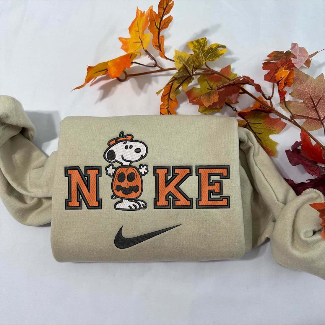 Cute Dog Pumpkin Embroidered Sweatshirt, Halloween Embroidery Sweatshirt HLW_M536
