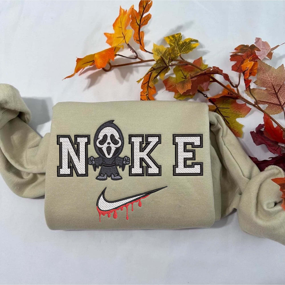 N Ghost Horror Character Sweatshirt, Halloween Embroidery Sweatshirt HLW_M636