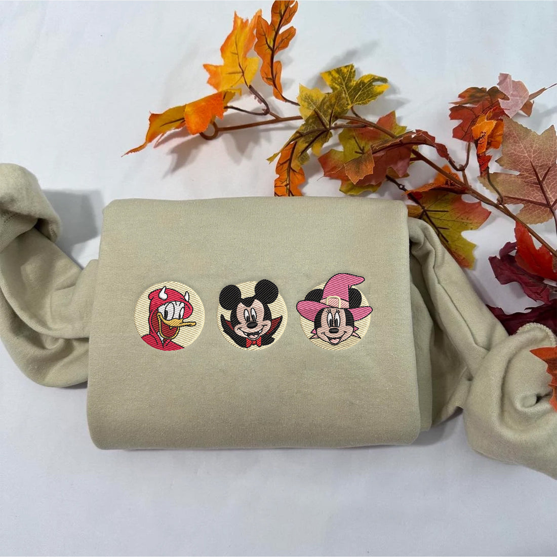 Couple Mouse and Duck Halloween Sweatshirt, Halloween Embroidery Sweatshirt HLW_M1341