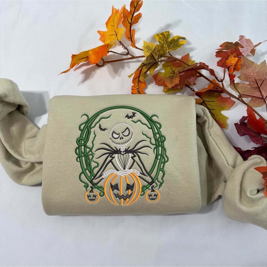 Halloween Horror Character and Pumpkin Sweatshirt, Halloween Embroidery Sweatshirt HLW_M318