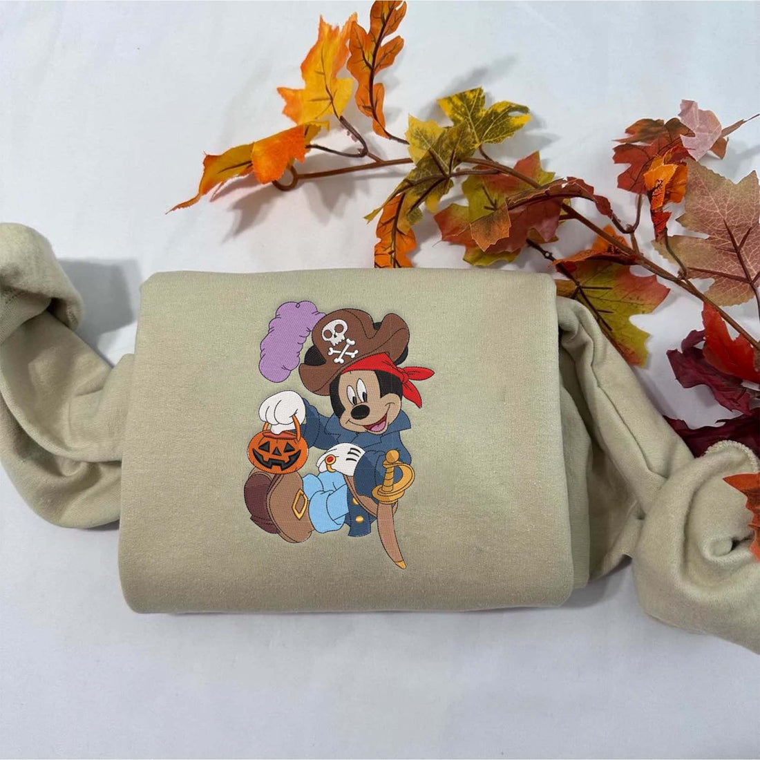 Halloween Mouse Pirate Embroidery Sweatshirt, Halloween Embroidery Sweatshirt HLW_M398