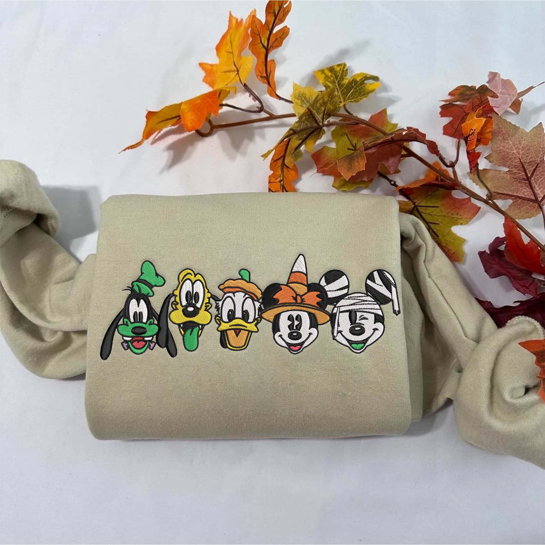 Mouse and Friends Halloween Sweatshirt, Halloween Embroidery Sweatshirt HLW_M749