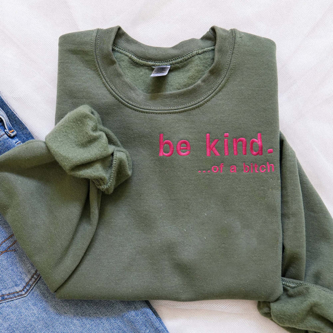 Be Kind. Of a B Embroidered Sweatshirt, Y2K Style Embroidered Crewneck Shirt FU_M17