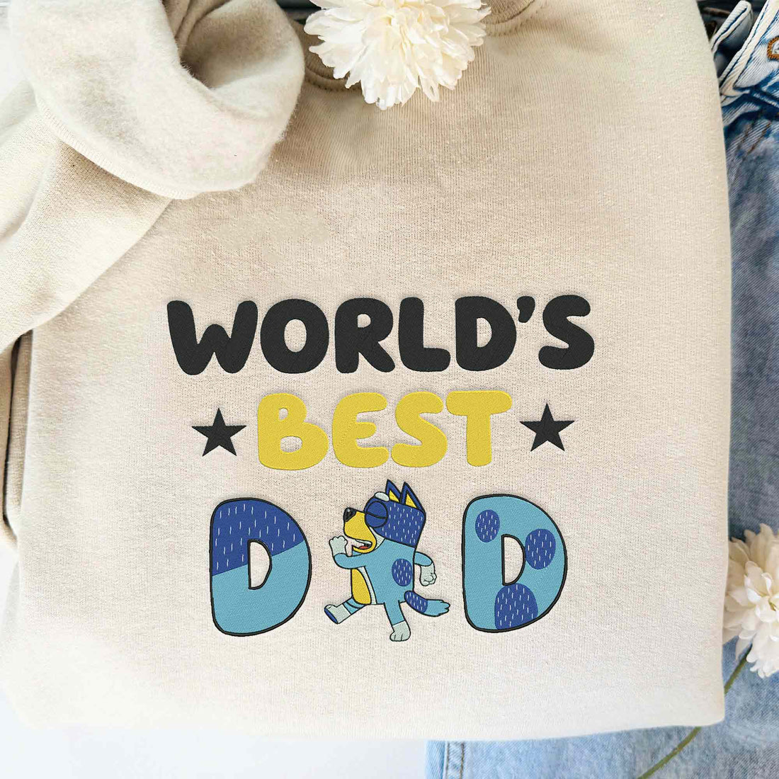 Personalized Blue Dog Dad  Sweatshirt, World's Best Dad Sweatshirt B_M28