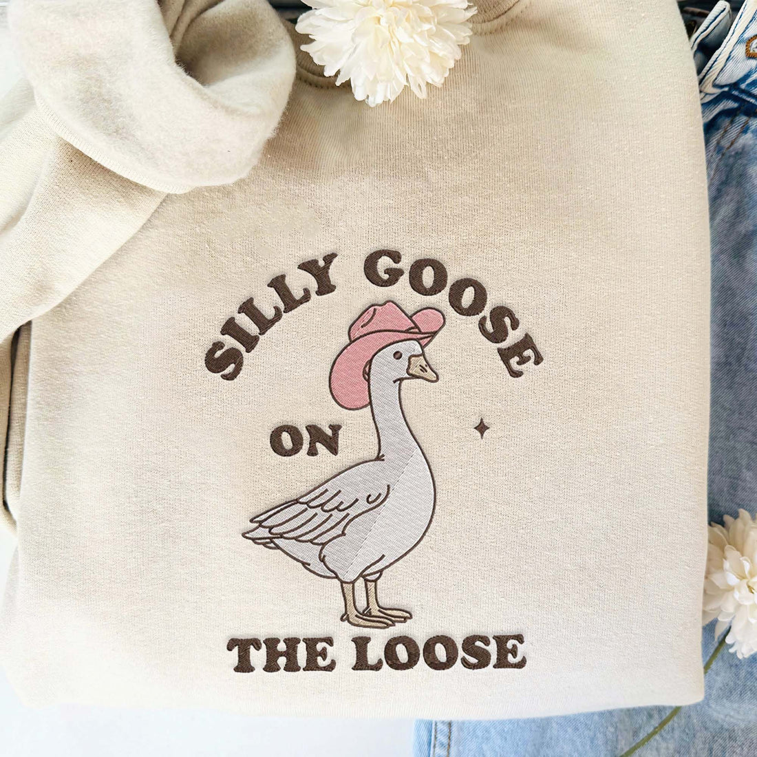 Funny goose embroidery designs Shirt , Animal cute embroidery pattern FU_M11