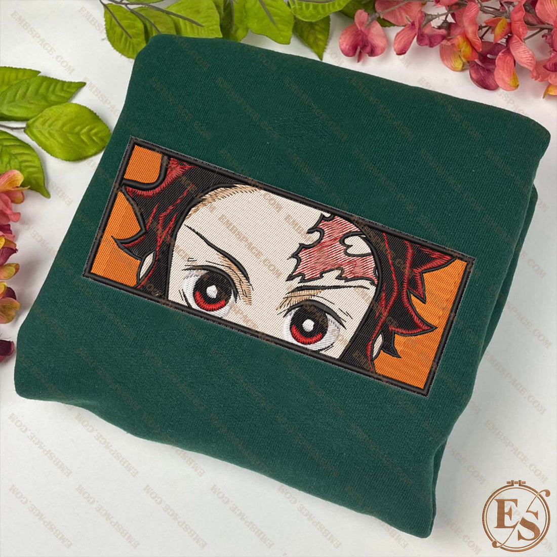 Anime Red Eyes Closeup Character Emb Sweatshirt, Anime Box Embroidery Sweatshirt A_DS25