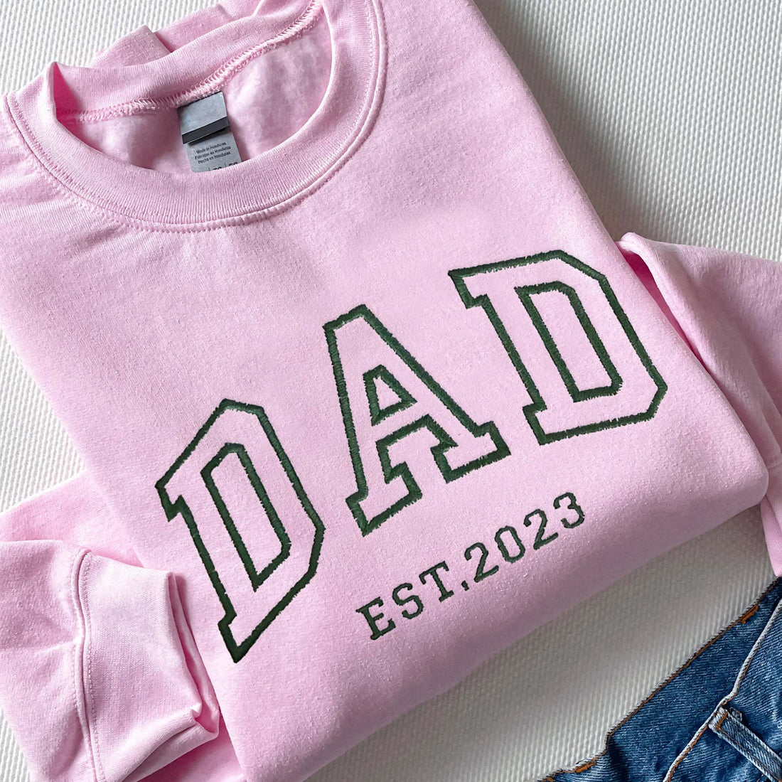 Name On Sleeve With Heart Shirt, Custom Dad Embroidered Sweatshirt For Father's Day F_M54