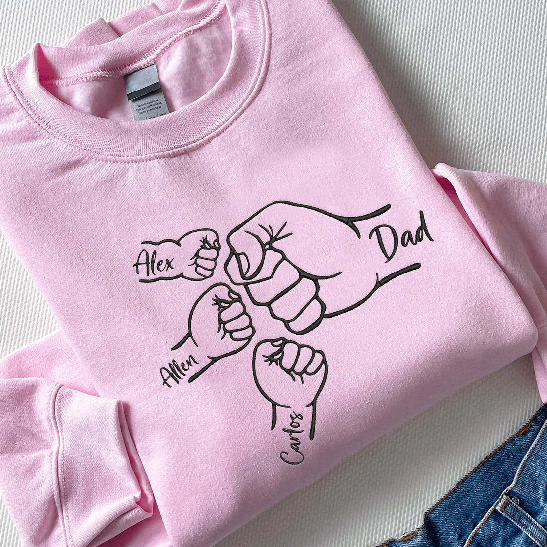 Custom Fist Bump Dad Shirt, Kids Names Sweatshirt For Father's Day F_M69