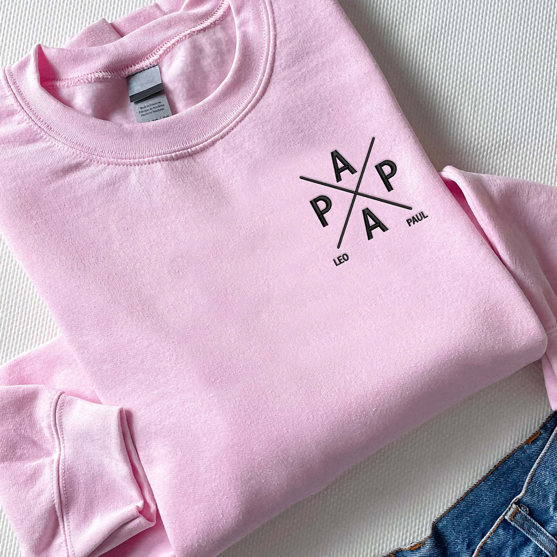 Custom Embroidered Papa And Kids Names Shirt, Custom Father's Day Sweatshirt F_M18