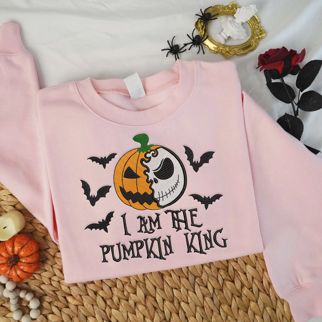 I Am The Pumpkin King Sweatshirt, Halloween Embroidery Sweatshirt HLW_M312