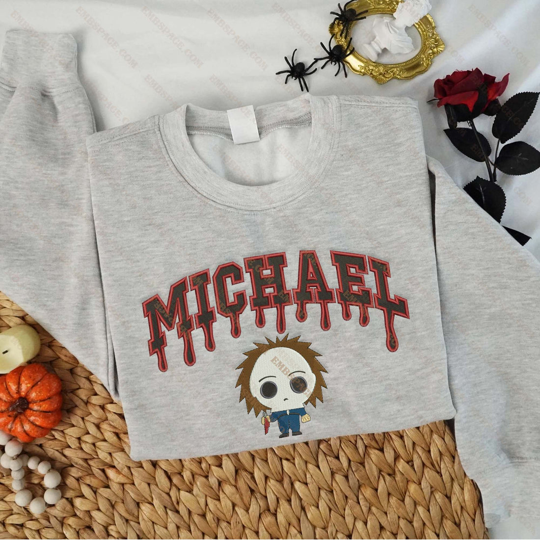 Halloween Horror Movie Characters Sweatshirt, Halloween Embroidery Sweatshirt HLW_M1736