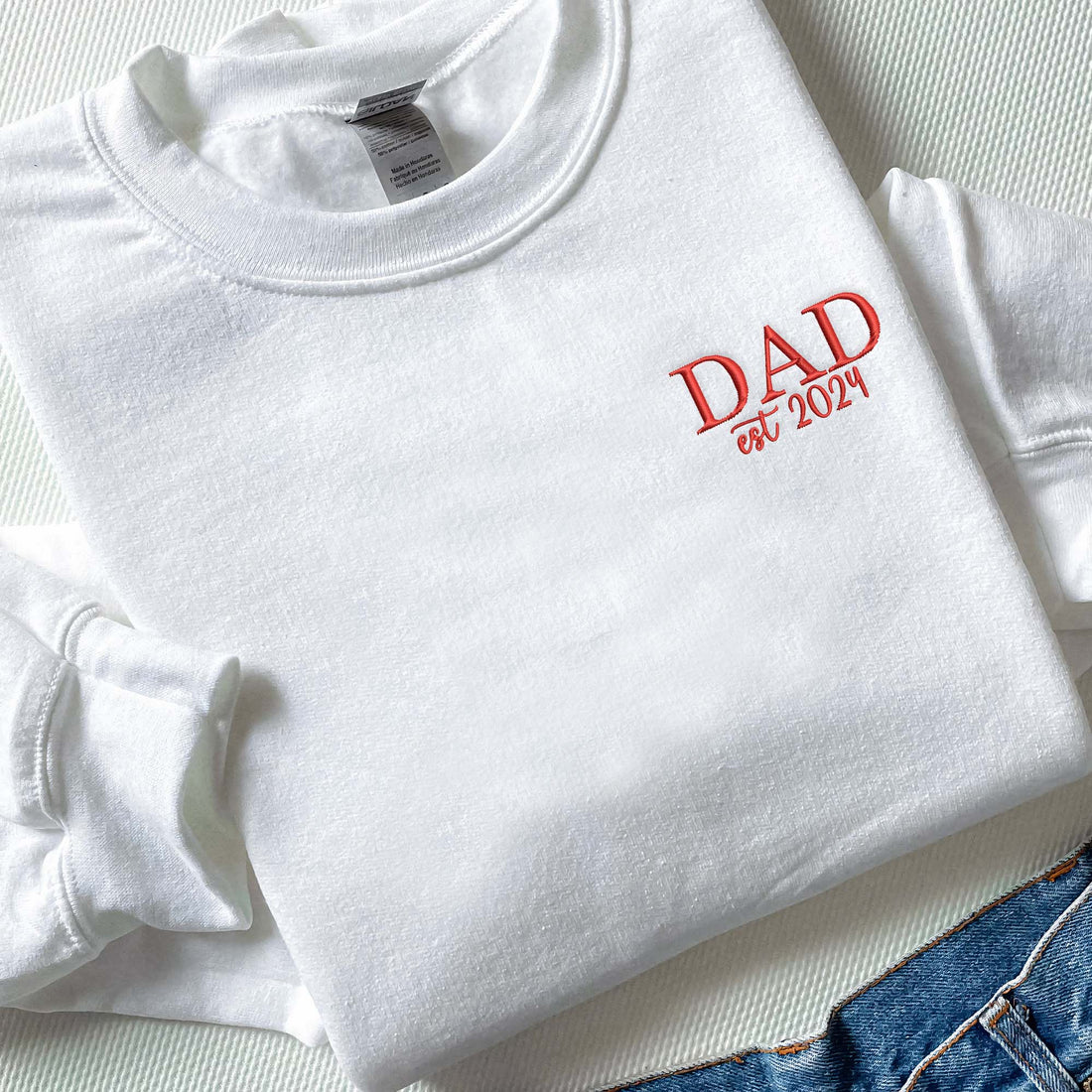 Custom Embroidered Dad Est Shirt, Kids Names on Sleeve Sweatshirt F_M15