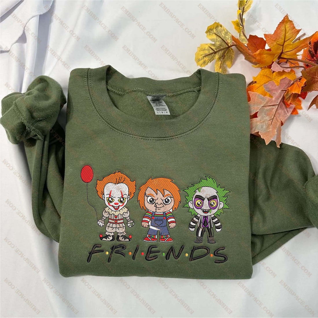 Horror Characters Friends Sweatshirt, Halloween Embroidery Sweatshirt HLW_M610