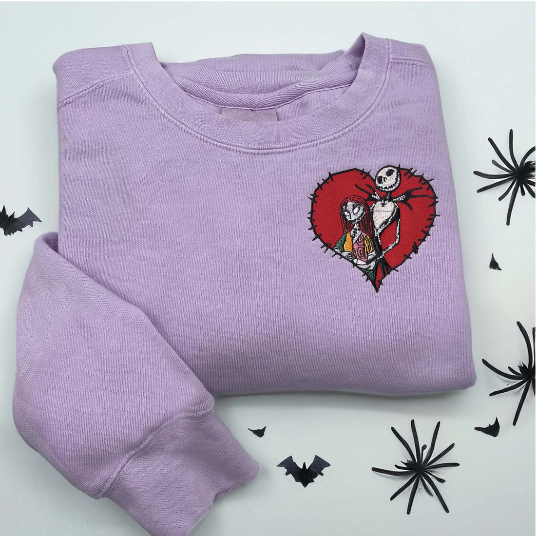 Horror Couple In Heart Halloween Sweatshirt, Halloween Embroidery Sweatshirt HLW_M322