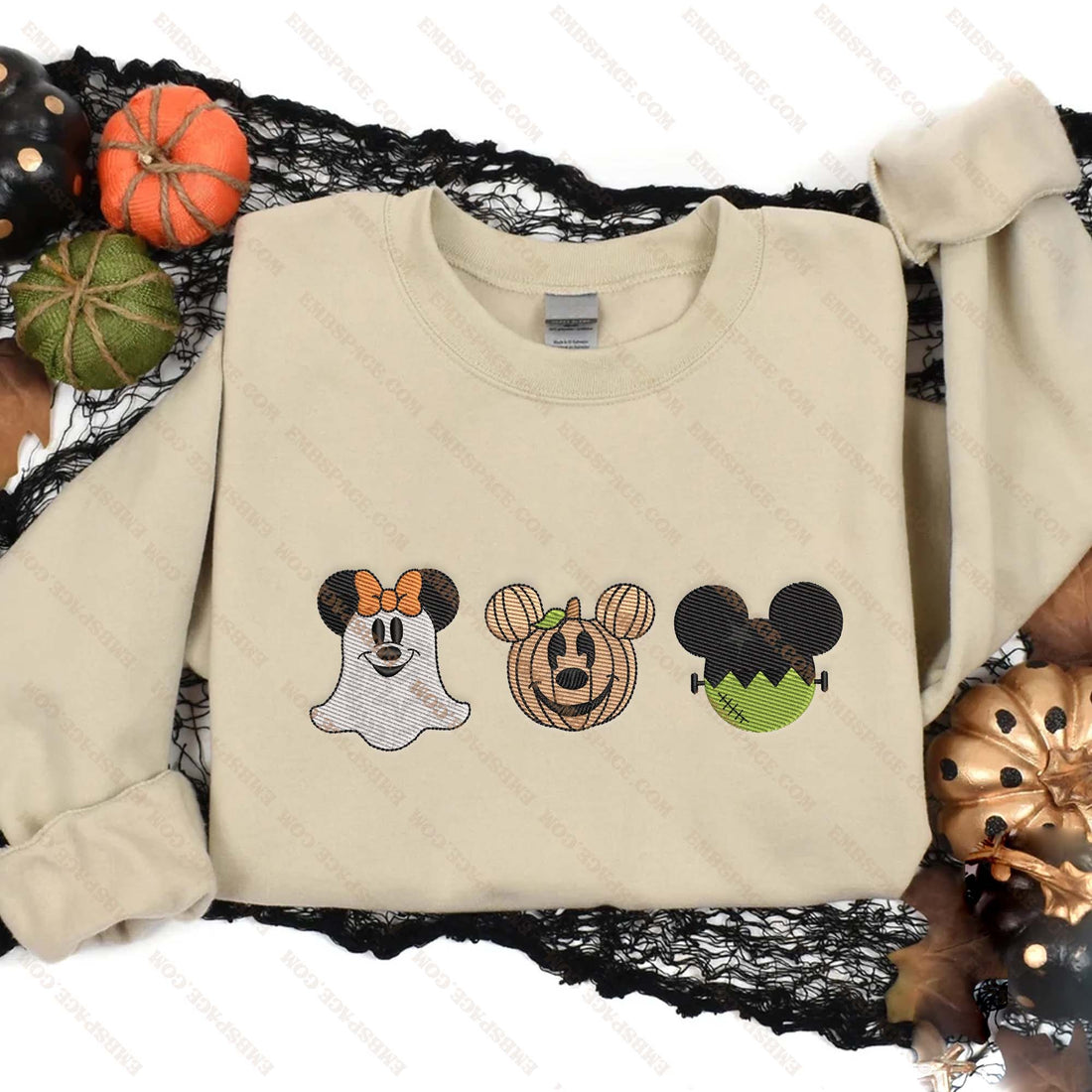 Three Head Mouse Halloween Embroidery Sweatshirt, Halloween Embroidery Sweatshirt HLW_M1745