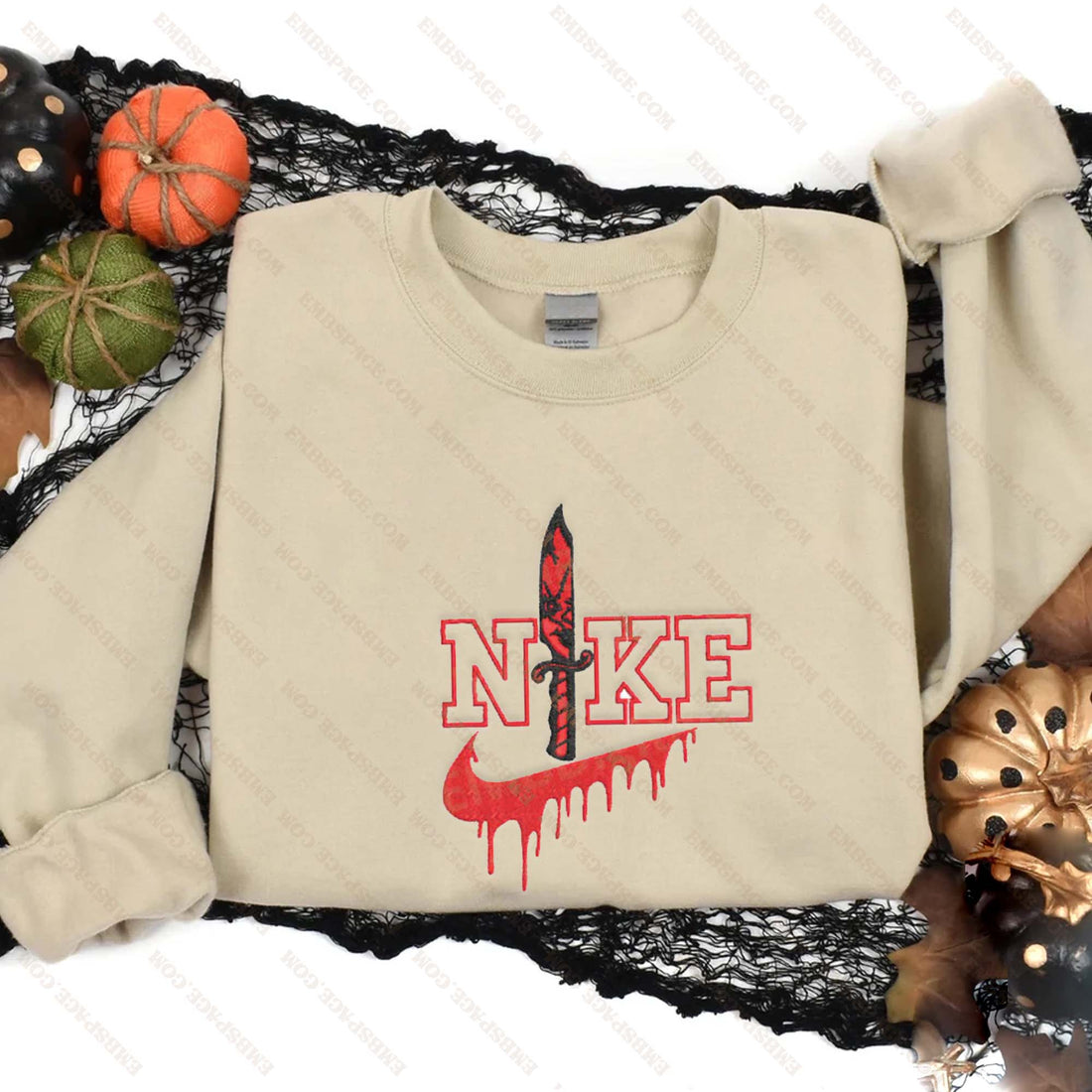 N Doll Horror Character Halloween Embroidery Sweatshirt, Halloween Embroidery Sweatshirt HLW_M1438