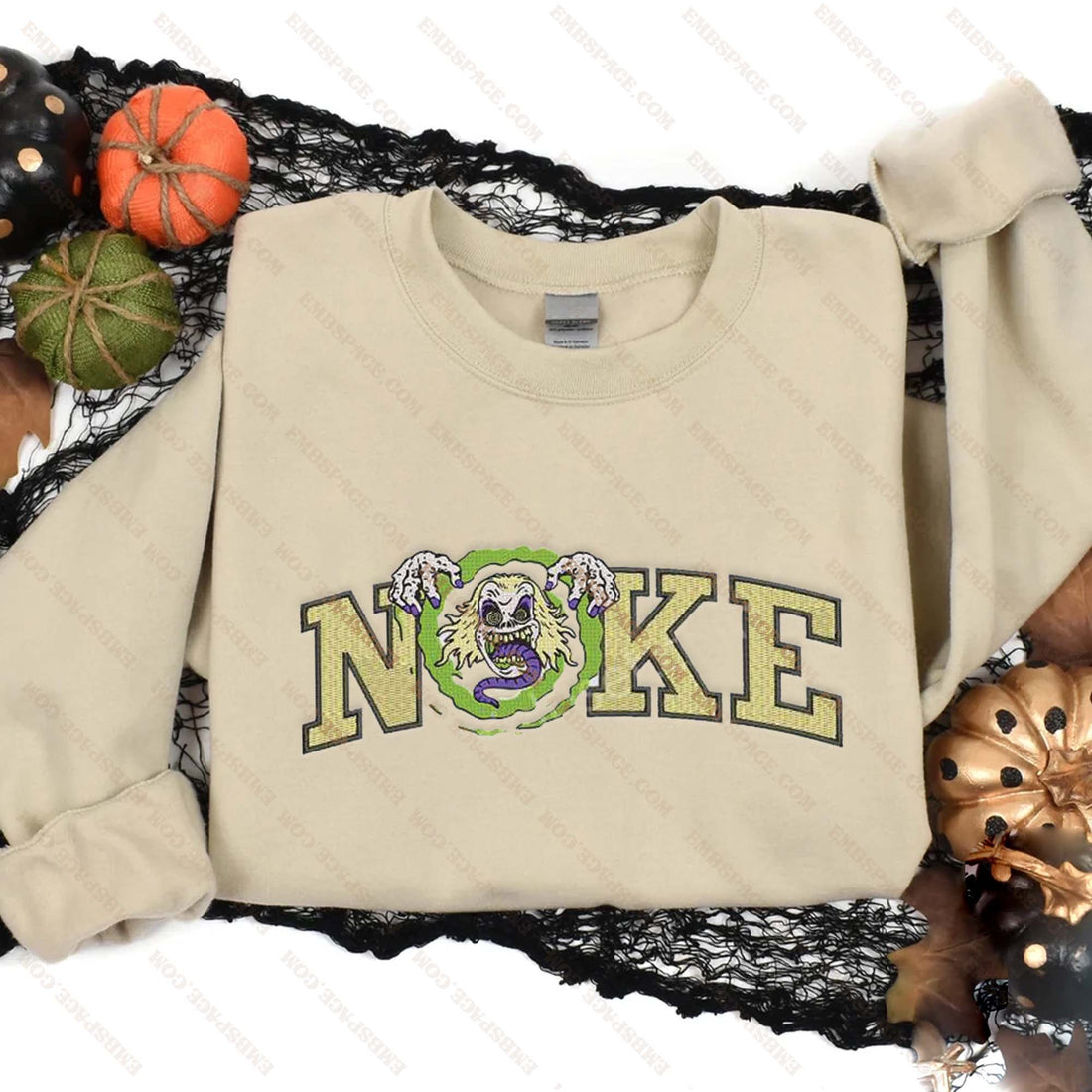 N Horror Character Halloween Embroidery Sweatshirt, Halloween Embroidery Sweatshirt HLW_M1820