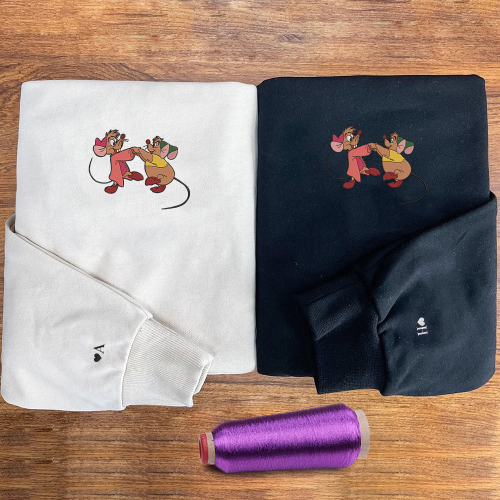 Custom Cute Cartoon Mouses Couples Sweatshirt, Couple Embroidery Sweatshirt CM_C44