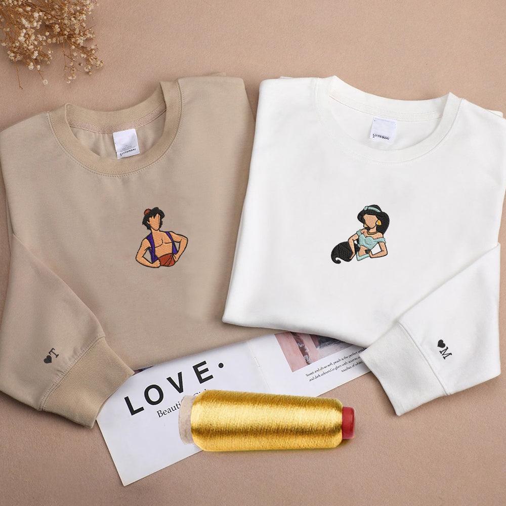 Custom Cute Princess Couples Sweatshirt, Couple Embroidery Sweatshirt CM_C66