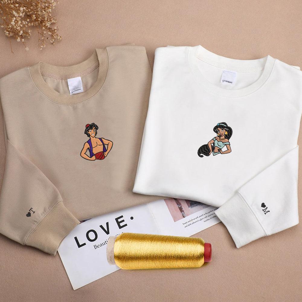 Custom Cute Princess Couples Sweatshirt, Couple Embroidery Sweatshirt CM_C67