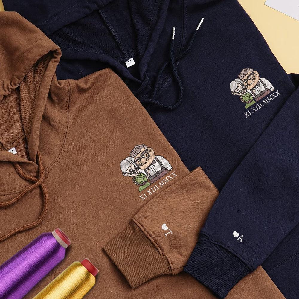 Custom Cartoon Beloved Animated Duo Couples Sweatshirt, Couple Embroidery Sweatshirt CM_C23