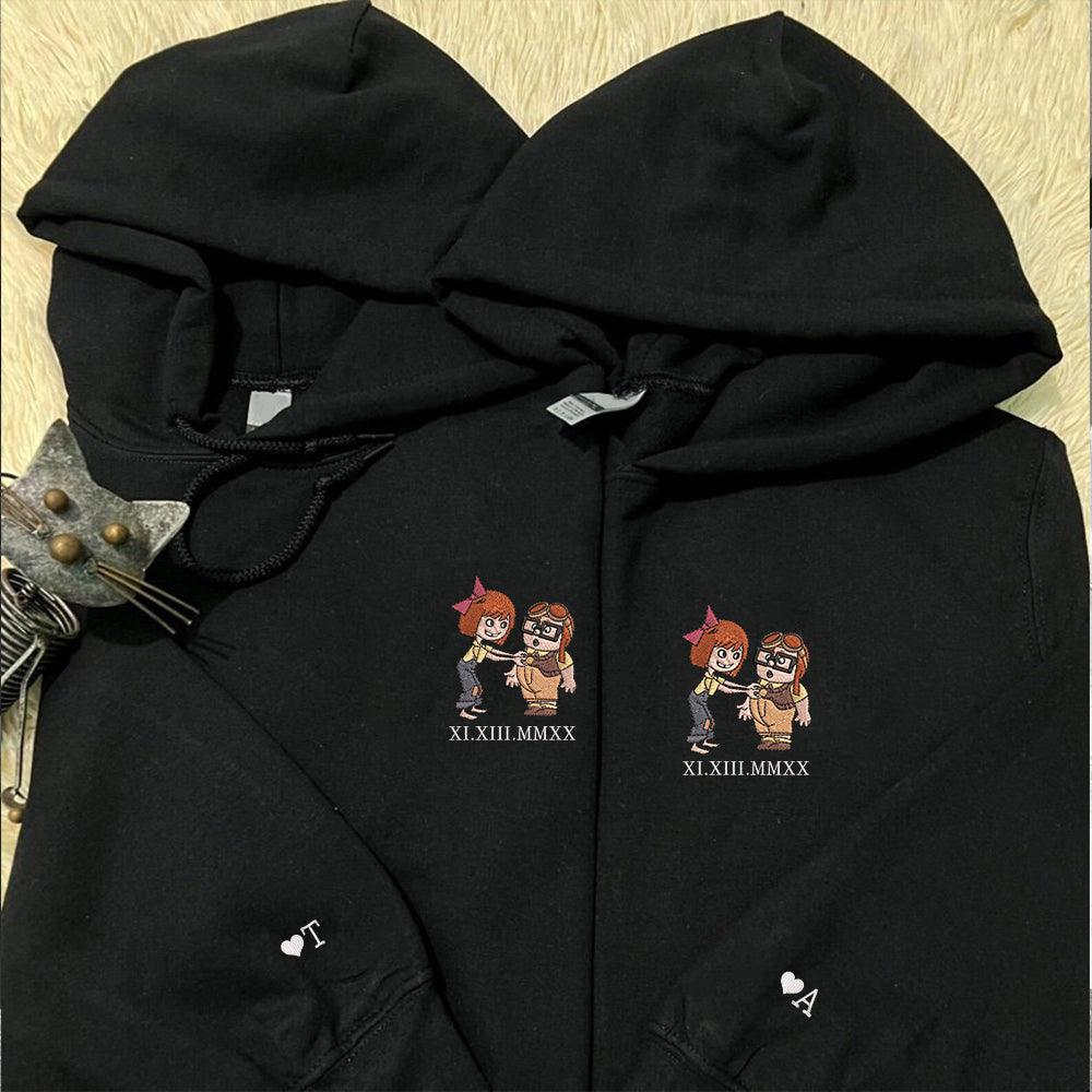 Custom Cartoon Beloved Animated Duo Couples Sweatshirt, Couple Embroidery Sweatshirt CM_C24
