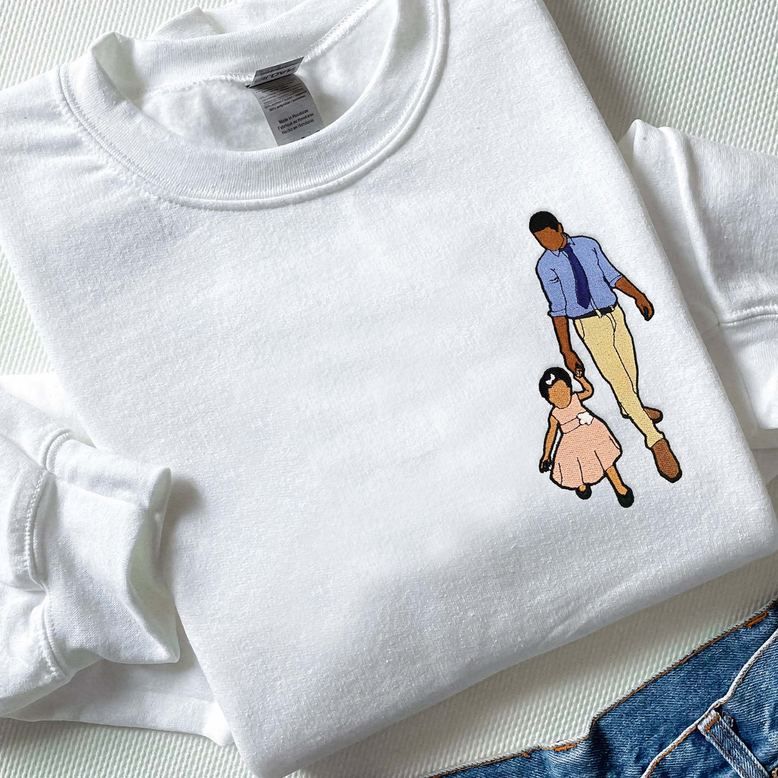 Custom Dad Embroidered Portrait From Photo Shirt, Family Portrait From Photo Shirt F_M19