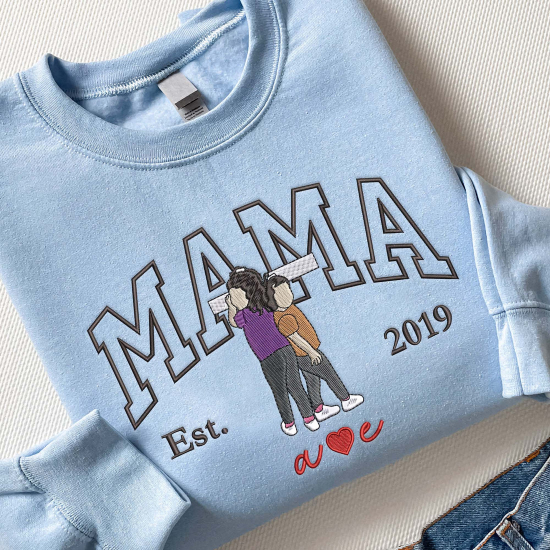 Custom Mama Embroidered Portrait Shirt, Family Portrait From Photo Shirt F_M27